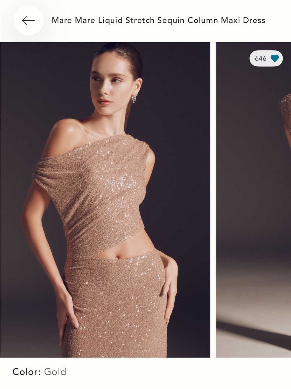 Mare Mare Liquid Stretch Sequin Gold Dress